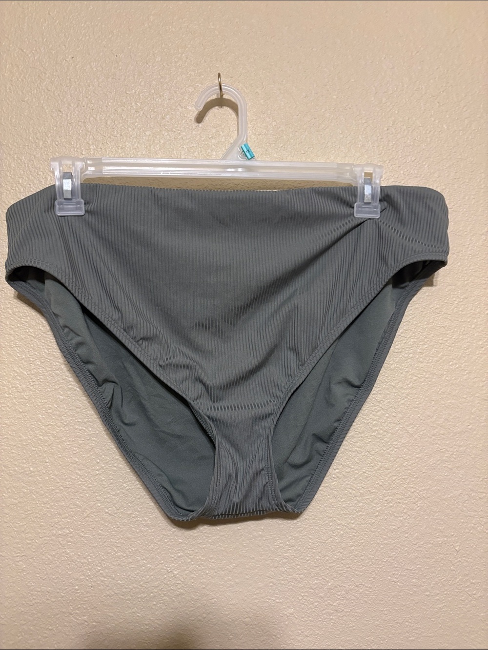 Ribbed High Waist Bikini Bottoms in Sage Green
